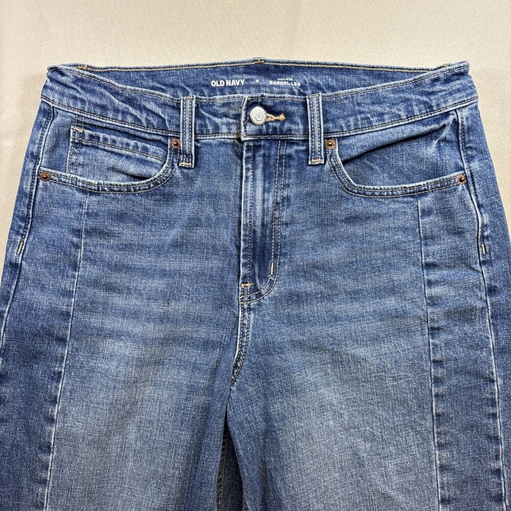 Old Navy High-Waisted Barrel Ankle Jeans Women's Size 8 Medium Wash Stretch